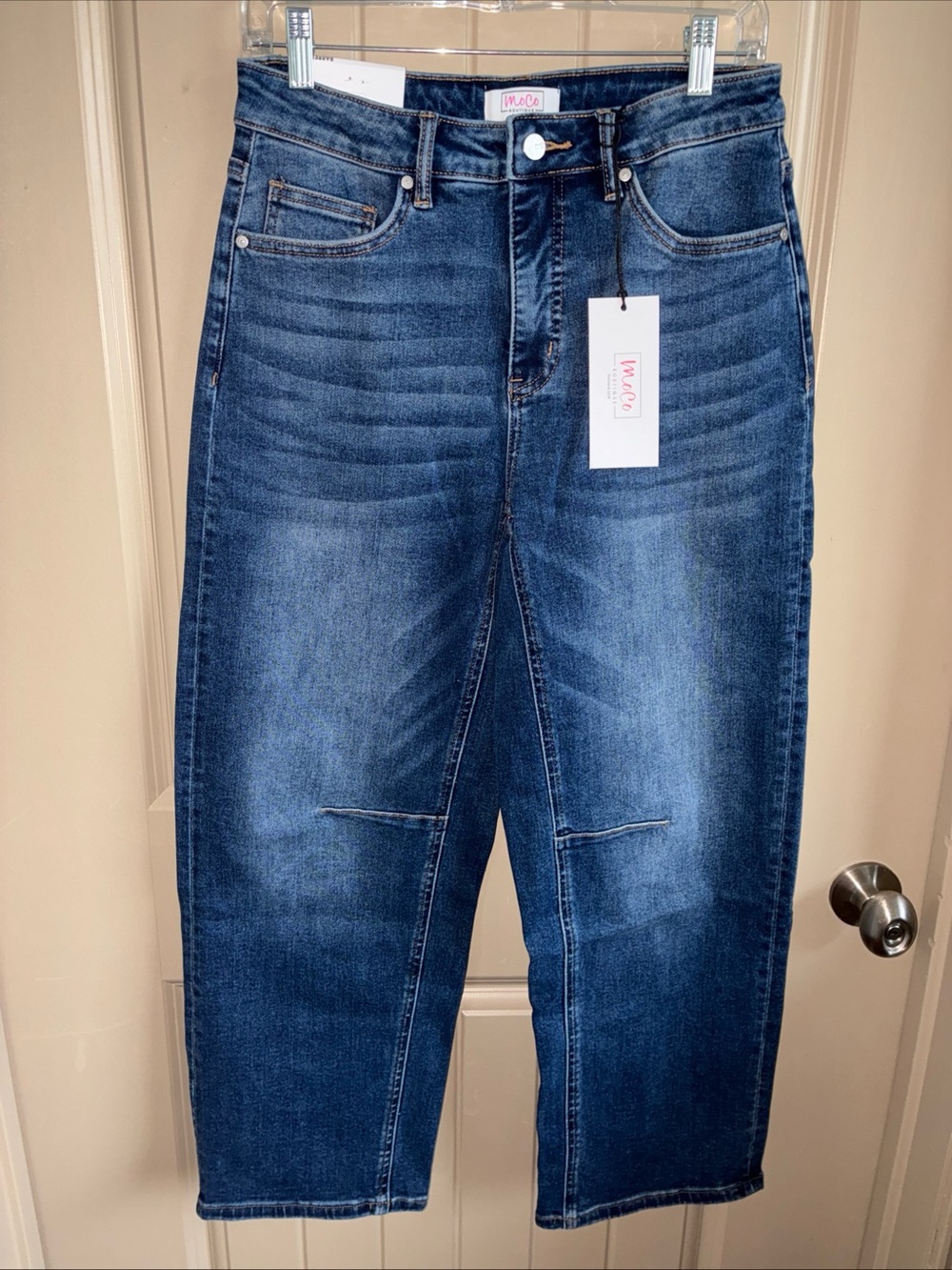High-Rise Wide Leg Barrel Jeans in Dark Blue